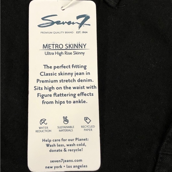 NWT - SEVEN7 Metro Ultra High Rise Skinny Black Cotton Blend Denim Jeans Size 4 - Picture 6 of 11